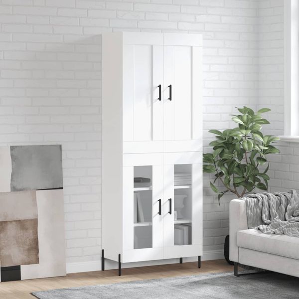 vidaXL Vysoká skrinka biela 69,5x34x180 cm spracované drevo