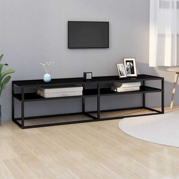 vidaXL TV skrinka, čierna 160x40x40,5 cm, tvrdené sklo