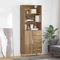 vidaXL Highboard Remeselný dub 69,5 x 32,5 x 180 cm Kompozitné drevo