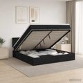 vidaXL Ottoman posteľ s matracom a LED Čierna 140 x 190 cm Látka