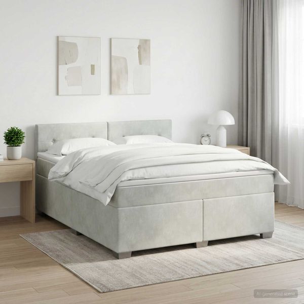 vidaXL Posteľ boxspring s matracom Svetlosivá 180 x 200 cm Zamat