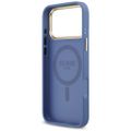 Puzdro Guess 4G Strass Logo & Big Strap Metal Buttons MagSafe pre iPhone 17 Pro Max modré