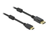 Kábel adaptéra - DisplayPort s pínmi (samec) zamykací do HDMI s pínmi (samec) - 10 m - trojnásobne tienený - čierna - podporuje 4K, aktívny
