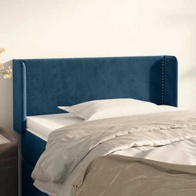 vidaXL Čelo postele so záhybmi tmavomodrá 103x16x78/88 cm zamat