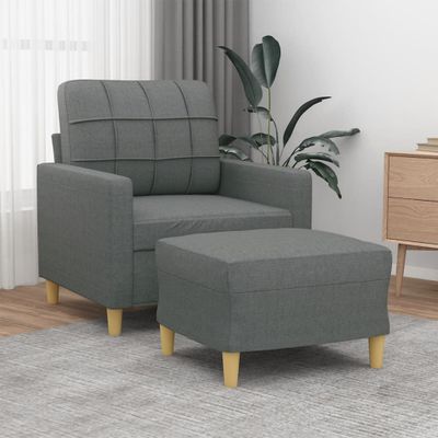 vidaXL Kreslo s podnožkou tmavosivé 60 cm látkové