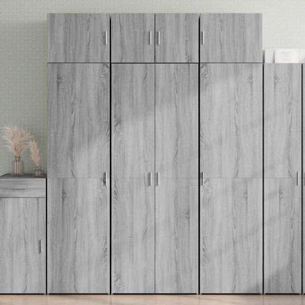 vidaXL Vysoká skrinka sivá sonoma 70x42,5x185 cm kompozitné drevo
