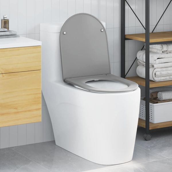 vidaXL WC sedadlo Sivá 47 x 36 x 3,4 cm Duroplast