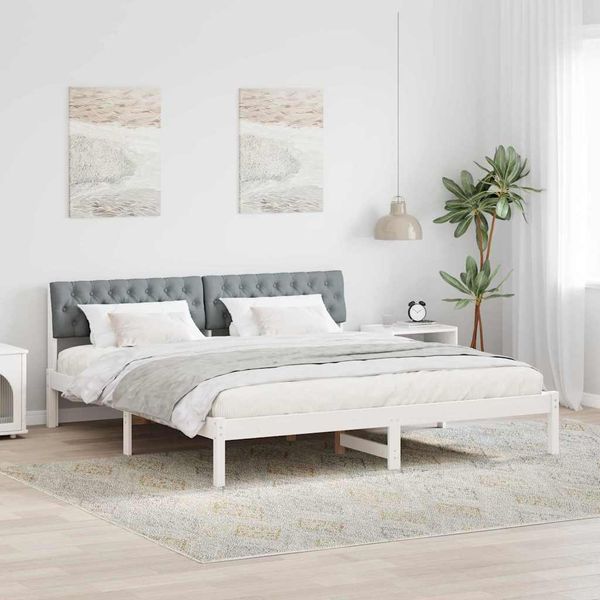 vidaXL Rám postele Biela a svetlosivá 180 x 200 cm Borovicový masív