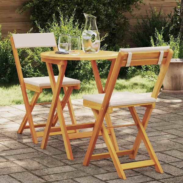 vidaXL Záhradný jedálenský set s vankúšom 3 pcs Prírodný olej