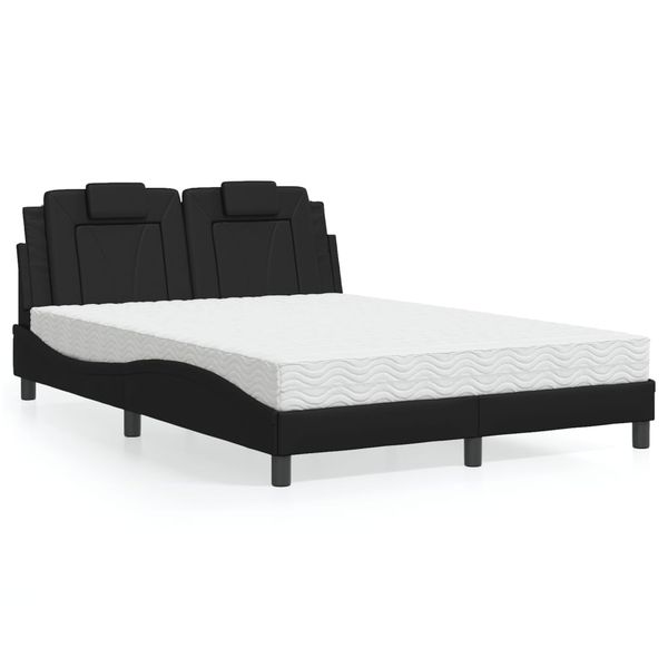 vidaXL Posteľ Viana s matracom čierna 140x190 cm umelá koža