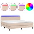 vidaXL Boxspring posteľ matrac a LED kapučínová 180x200 cm umelá koža