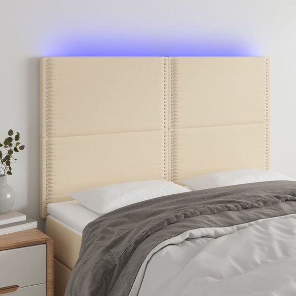 vidaXL Čelo postele krémové 144x5x118/128 cm látka