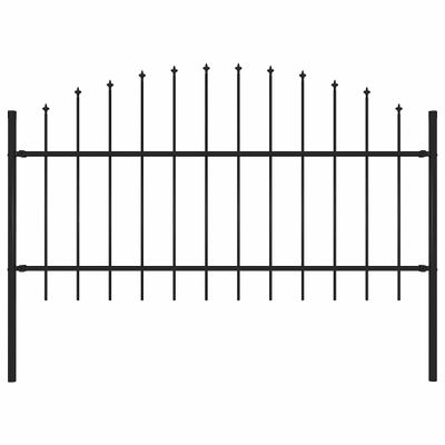 vidaXL Záhradný plot Woerden s vrchnou časťou v tvare oštepu, oceľový 170x125 cm, čierny