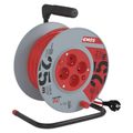 Predlžovací kábel EMOS P194253 na bubne 25m / 4 zás. / s vypínačom / červený / PVC / 230V / 1,5 mm2