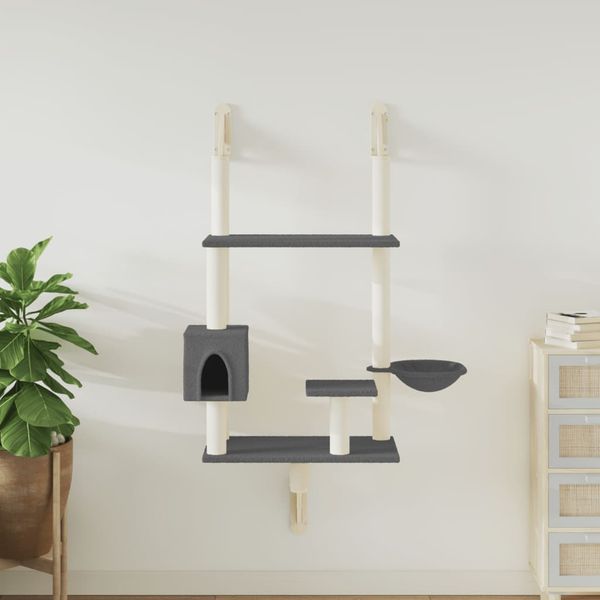 vidaXL Nástenné škrabadlo pre mačky tmavosivé 153 cm