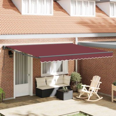 vidaXL Rám markízy Vínovo červená 400 × 300 cm Polyester s PU povrchom