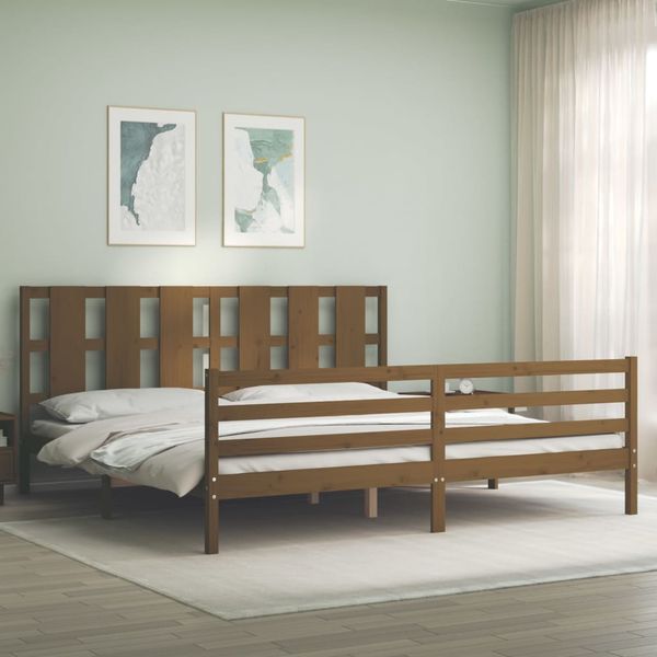 vidaXL Posteľný rám s čelom medovo-hnedý 200x200 cm masívne drevo