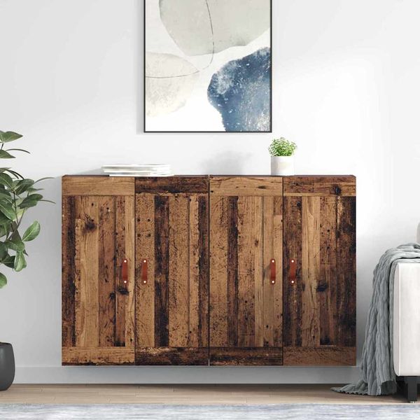 vidaXL Závesná skrinka Nástenný 2 pcs Staré drevo 69,5 x 34 x 90 cm