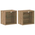 vidaXL Floating Shelf with LED Light 2 ks Hnedá 40 x 28,5 x 40 cm