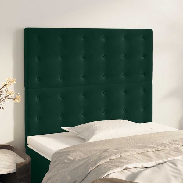 vidaXL Čelo postele tmavozelené 80x5x118/128 cm zamatové