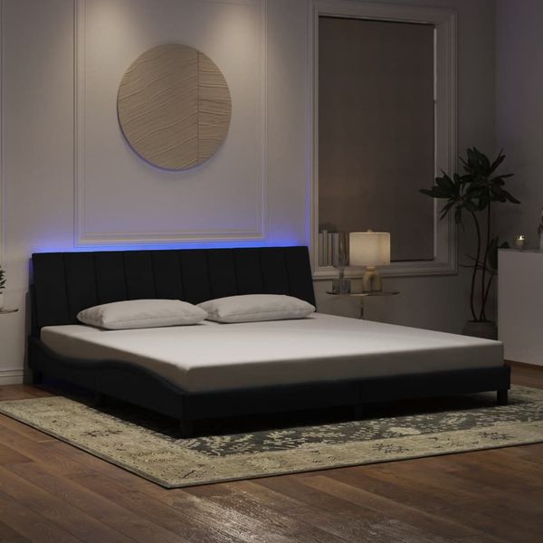 vidaXL Rám postele s LED bez matraca Hankočierny 200x200 cm zamat