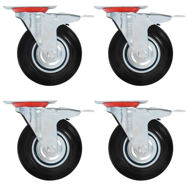 vidaXL Otočné kolieska s dvojitou brzdou 4 ks, 125 mm