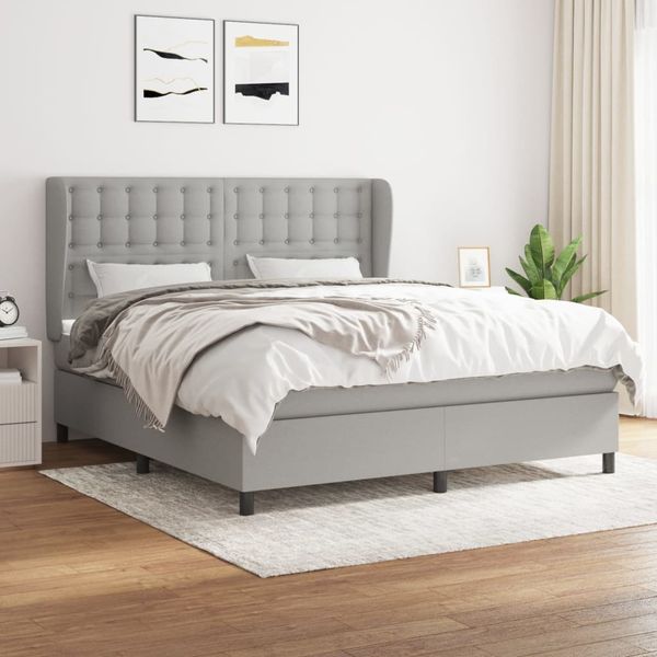 vidaXL Boxspring posteľ s matracom bledosivá 180x200 cm látka