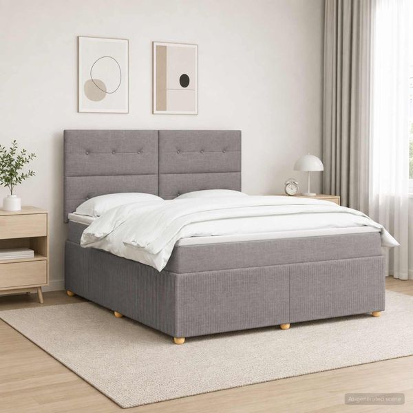 vidaXL Posteľ boxspring s matracom Sivohnedá 180 x 200 cm Látka