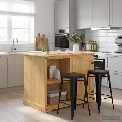 vidaXL Kuchynský ostrovný set 2 ks Medový vosk 112 x 77 x 91,5 cm