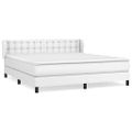 vidaXL Boxspring posteľ s matracom biela 180x200 cm umelá koža