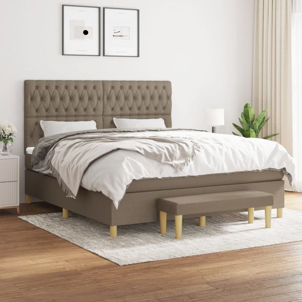 vidaXL Posteľný rám boxspring s matracom sivohned 180x200 cm látka