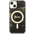 Guess puzdro na iPhone 14 6,1" GUHMP14SHTMRSK čierne tvrdé puzdro Magsafe IML Golden Marble