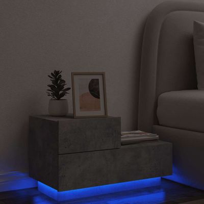 vidaXL Nočný stolík s LED svetlami betónovo sivý 70x36x40,5 cm
