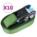 vidaXL Upínacie popruhy s račňou 10 ks 800 daN 6 m zelené