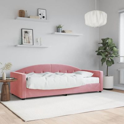vidaXL Denná posteľ s matracom ružová 80x200 cm zamat