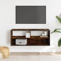 vidaXL TV skrinka dymový dub 100x31x39,5 cm kompozitné drevo a kov