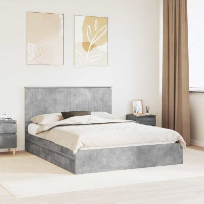 vidaXL Úložná posteľ Betónová šedá 150 x 200 cm Kompozitné drevo
