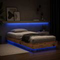 vidaXL Posteľový rám s LED Staré drevo 80 x 200 cm Kompozitné drevo