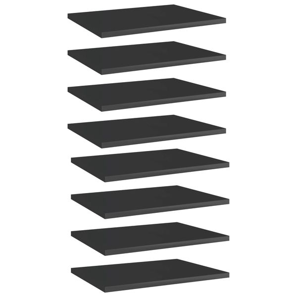 vidaXL Prídavné police 8 ks, lesklé čierne 40x30x1,5 cm, drevotrieska