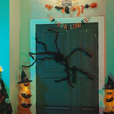 vidaXL Halloween pavúk dekorácia 3 pcs Čierna 200 cm Polyester a oceľ