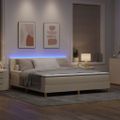 vidaXL LED box s pružinami s LED pásikmi Krémová 180 x 200 cm látka