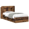 vidaXL Rám postele so skladom Staré drevo 75 x 190 cm Kompozitné drevo