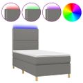 vidaXL Posteľ boxsping s matracom a LED tmavosivá 100x200 cm látka