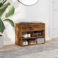 vidaXL Lavica na topánky staré drevo 60x30x45 cm kompozitné drevo