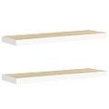 vidaXL Plávajúce nástenné police 2ks dubové a biele 80x23,5x3,8 cm MDF