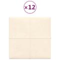vidaXL Nástenné panely 12 ks krémové 30x30 cm zamatové 1,08 m²