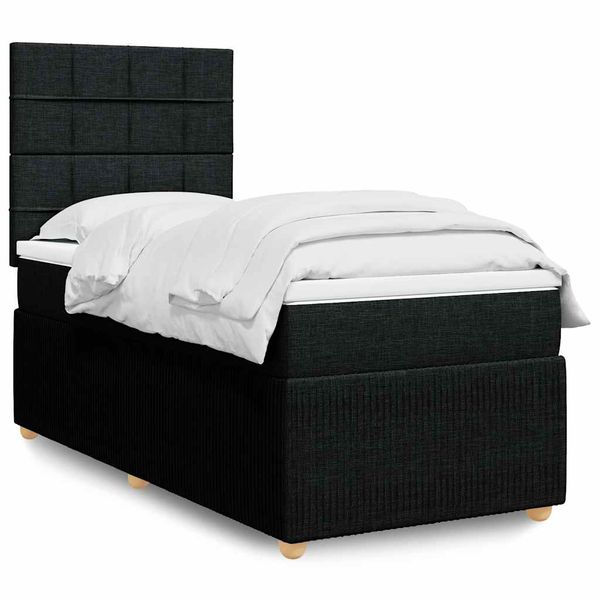 vidaXL Boxspring posteľ s matracom čierna 100x200 cm látka