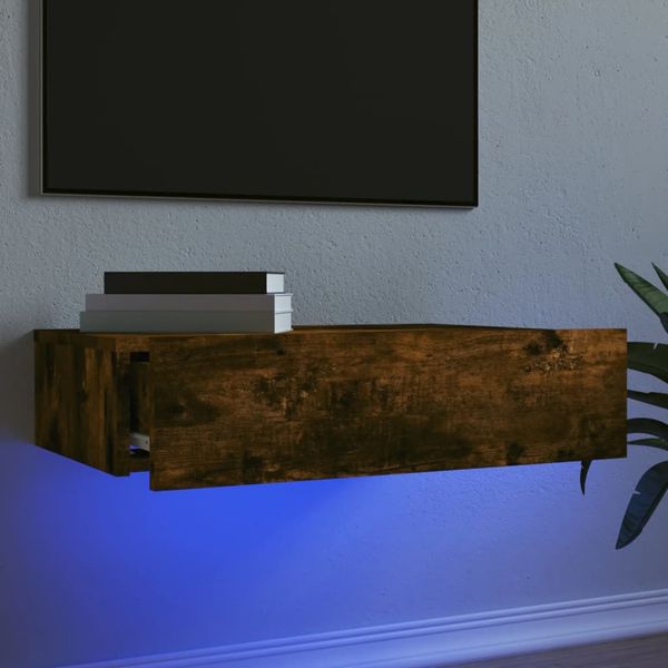 vidaXL TV skrinka s LED svetlami dymový dub 60x35x15,5 cm