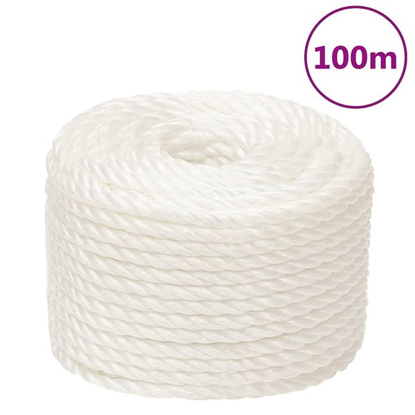 vidaXL Pracovné lano biele 16 mm 100 m polypropylén