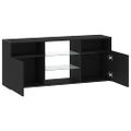 vidaXL TV skrinka s LED svetlami, čierny dub 120x30x50 cm, umelé drevo